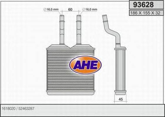 AHE 93628 Теплообменник, отопление салона
