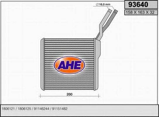 AHE 93640 Теплообменник, отопление салона