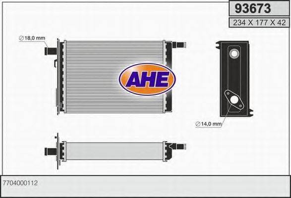 AHE 93673 Теплообменник, отопление салона