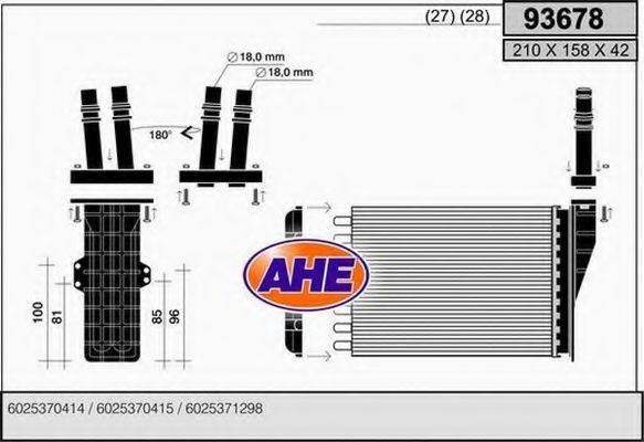 AHE 93678 Теплообменник, отопление салона