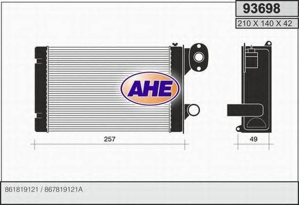 AHE 93698 Теплообменник, отопление салона