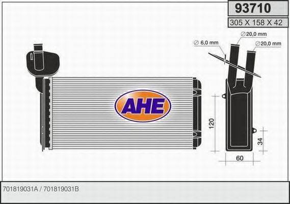 AHE 93710 Теплообменник, отопление салона