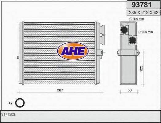 AHE 93781 Теплообменник, отопление салона