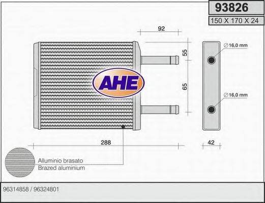 AHE 93826 Теплообменник, отопление салона