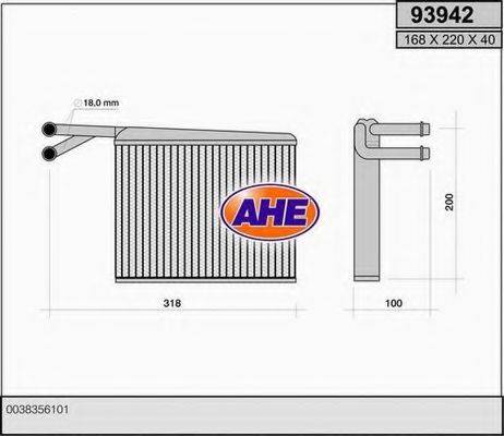 AHE 93942 Теплообменник, отопление салона