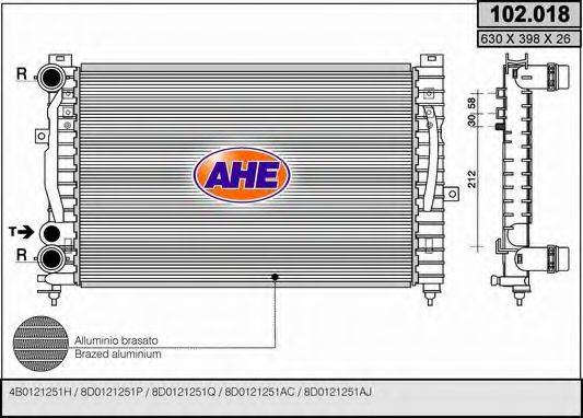 AHE 102018 Радиатор, охлаждение двигателя
