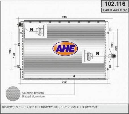 AHE 102116 Радиатор, охлаждение двигателя