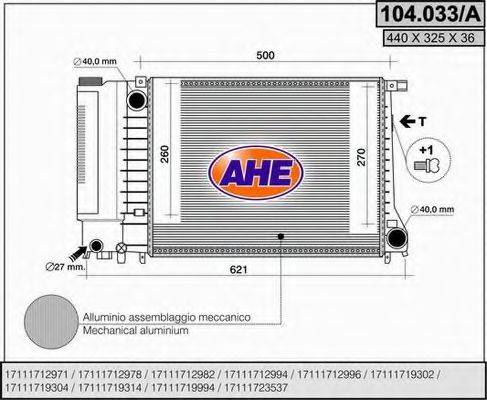 AHE 104033A Радиатор, охлаждение двигателя
