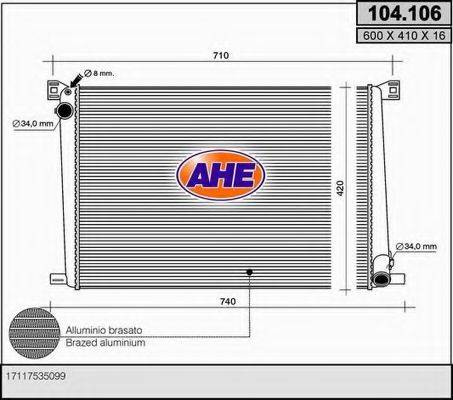 AHE 104106 Радиатор, охлаждение двигателя