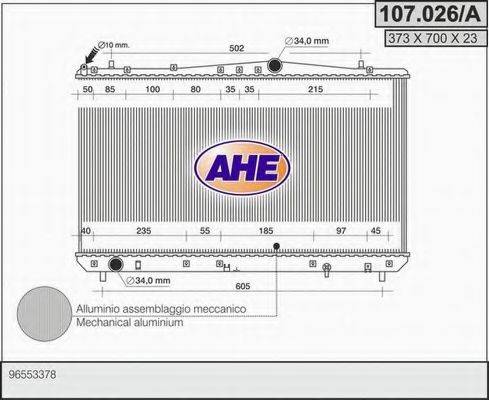 AHE 107026A Радиатор, охлаждение двигателя