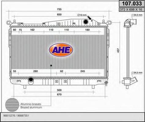 AHE 107033 Радиатор, охлаждение двигателя