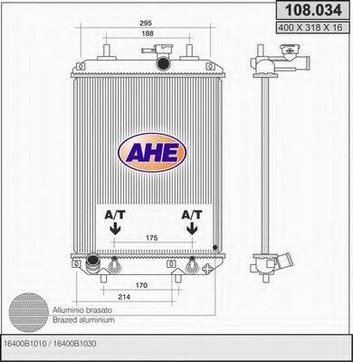 AHE 108034 Радиатор, охлаждение двигателя