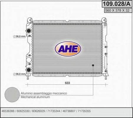 AHE 109028A Радиатор, охлаждение двигателя