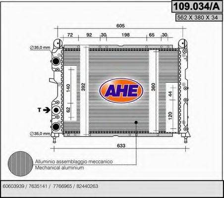 AHE 109034A Радиатор, охлаждение двигателя