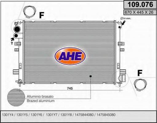 AHE 109076 Радиатор, охлаждение двигателя