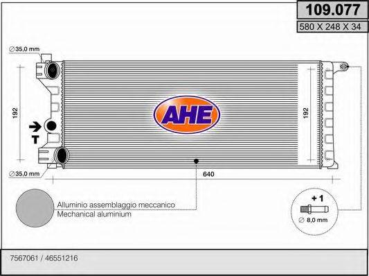 AHE 109077 Радиатор, охлаждение двигателя