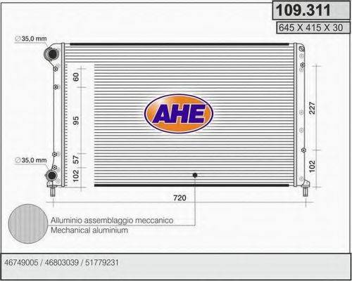 AHE 109311 Радиатор, охлаждение двигателя