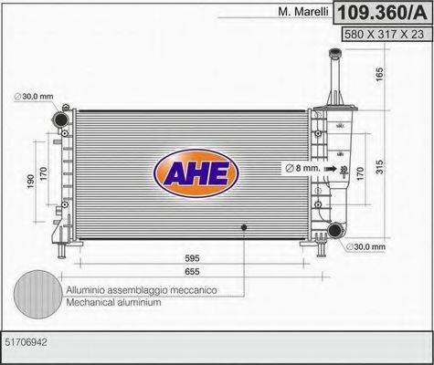 AHE 109360A Радиатор, охлаждение двигателя