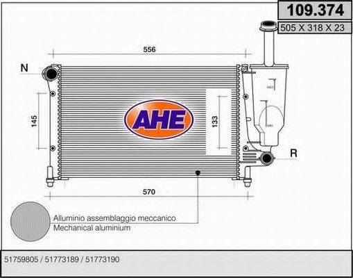 AHE 109374 Радиатор, охлаждение двигателя