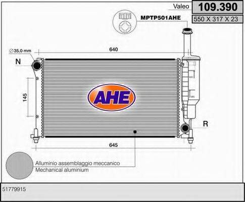 AHE 109390 Радиатор, охлаждение двигателя