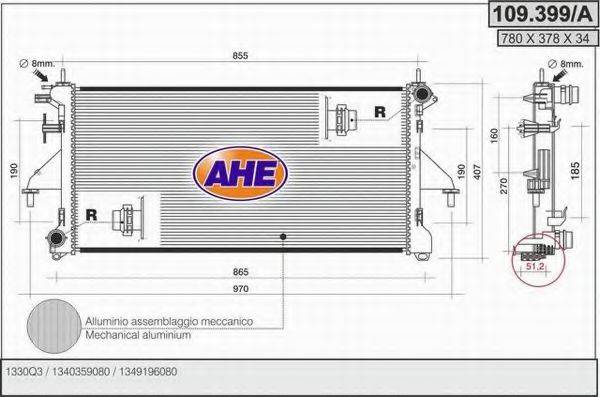 AHE 109399A Радиатор, охлаждение двигателя