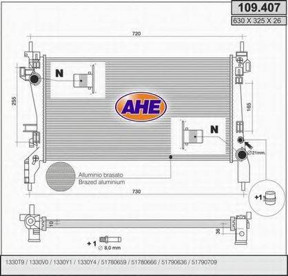 AHE 109407 Радиатор, охлаждение двигателя