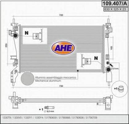 AHE 109407A Радиатор, охлаждение двигателя