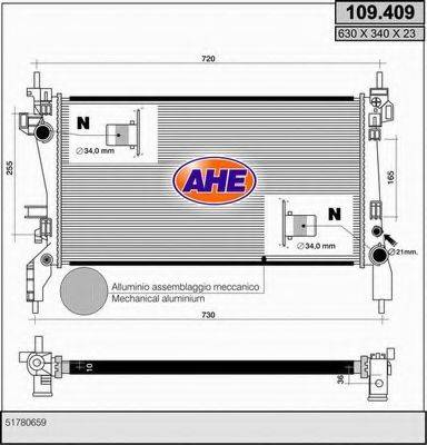 AHE 109409 Радиатор, охлаждение двигателя