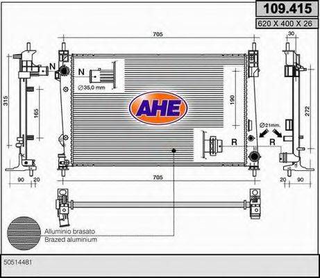 AHE 109415 Радиатор, охлаждение двигателя