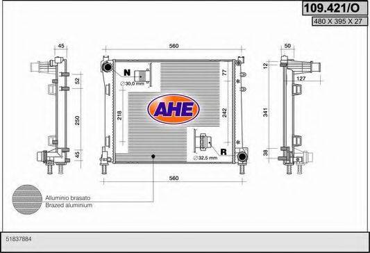 AHE 109421O Радиатор, охлаждение двигателя