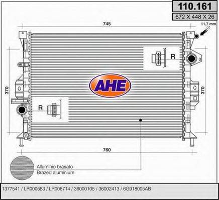 AHE 110161 Радиатор, охлаждение двигателя