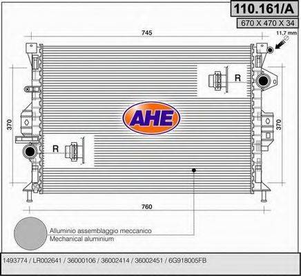 AHE 110161A Радиатор, охлаждение двигателя