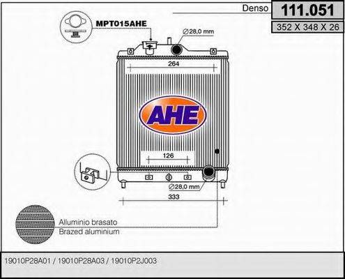 AHE 111051 Радиатор, охлаждение двигателя