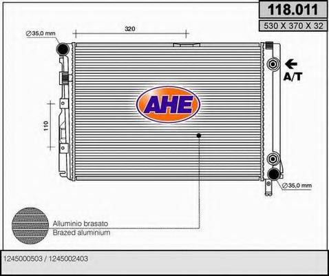 AHE 118011 Радиатор, охлаждение двигателя