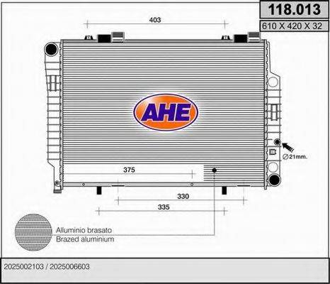 AHE 118013 Радиатор, охлаждение двигателя