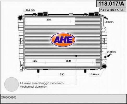 AHE 118017A Радиатор, охлаждение двигателя