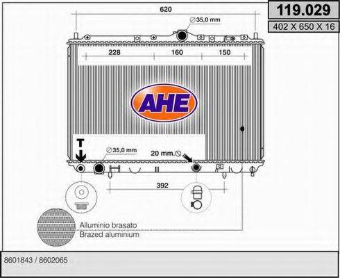 AHE 119029 Радиатор, охлаждение двигателя