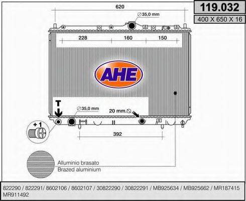 AHE 119032 Радиатор, охлаждение двигателя