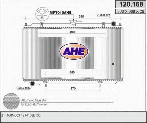 AHE 120168 Радиатор, охлаждение двигателя