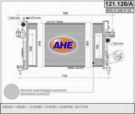 AHE 121126A Радиатор, охлаждение двигателя