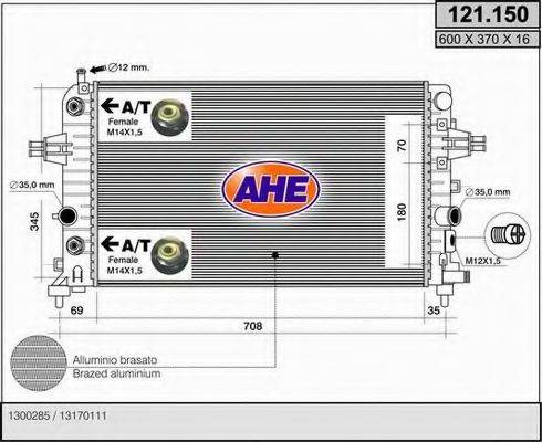 AHE 121150 Радиатор, охлаждение двигателя