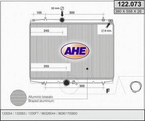 AHE 122073 Радиатор, охлаждение двигателя