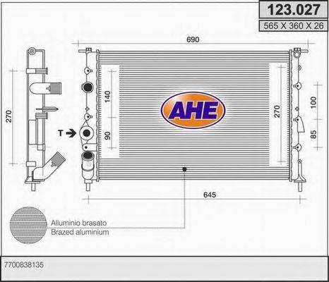 AHE 123027 Радиатор, охлаждение двигателя