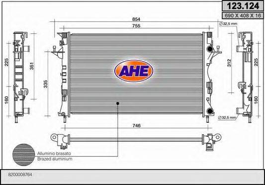 AHE 123124 Радиатор, охлаждение двигателя