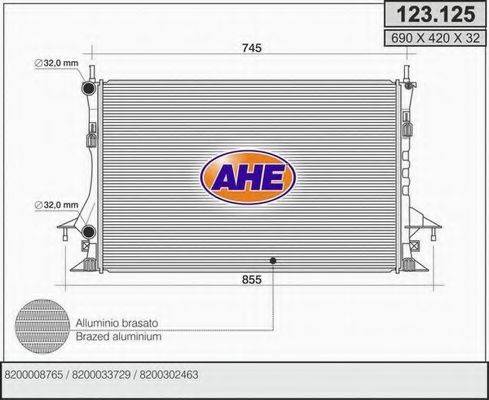 AHE 123125 Радиатор, охлаждение двигателя