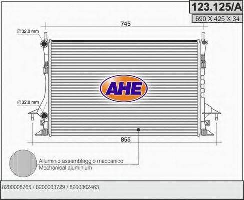 AHE 123125A Радиатор, охлаждение двигателя