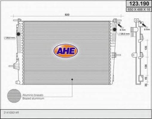 AHE 123190 Радиатор, охлаждение двигателя