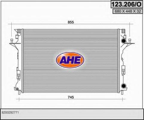 AHE 123206O Радиатор, охлаждение двигателя