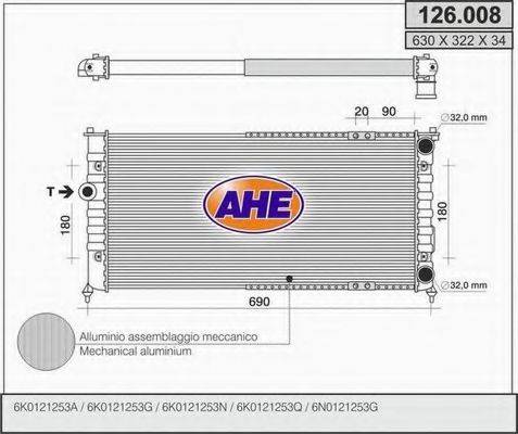 AHE 126008 Радиатор, охлаждение двигателя