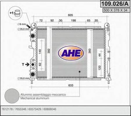 AHE 109026A Радиатор, охлаждение двигателя